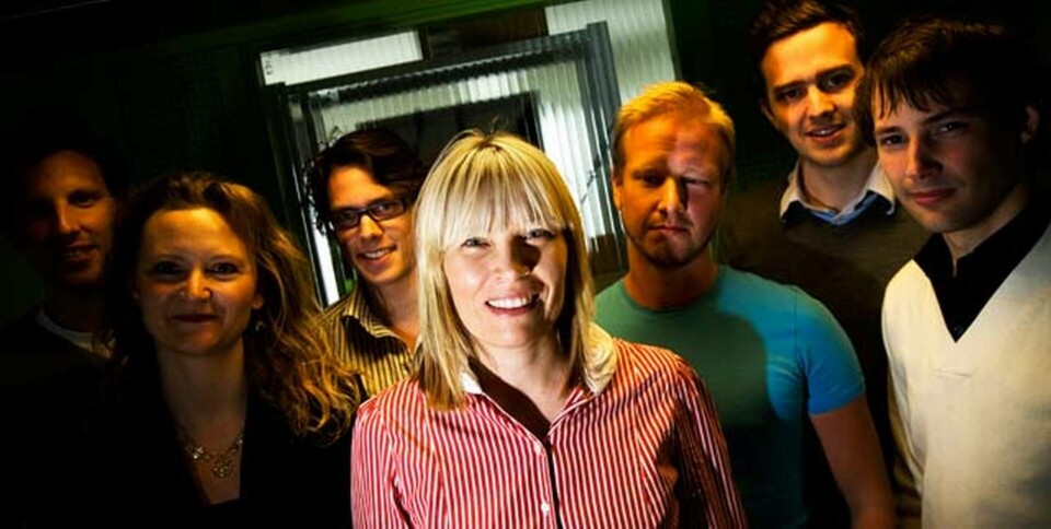 Nina Jansdotter med sina skyddslingar. Från vänster Joakim Stenberg, Saplo, Anna Ström, Gourmetbudet, Fredrik Hörte, Saplo, Nina Jansdotter själv, Anders Hall, Saplo, Mattias Tyrberg, Saplo och Christian Klemetsson, Integrius. Foto: Pontus Tideman Nina Jansdotter med sina skyddslingar. Från vänster Joakim Stenberg, Saplo, Anna Ström, Gourmetbudet, Fredrik Hörte, Saplo, Nina Jansdotter själv, Anders Hall, Saplo, Mattias Tyrberg, Saplo och Christian Klemetsson, Integrius. Foto: Pontus Tideman