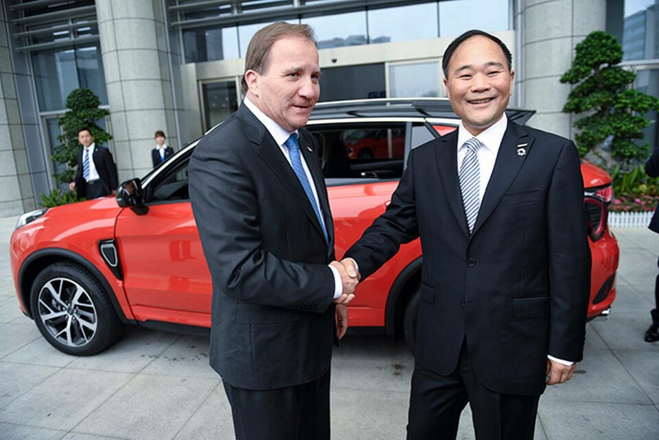 Statsminister Stefan Löfven tillsammans med Li Shufu, Chairman på Geelys. Foto: Maja Suslin / TT Statsminister Stefan Löfven tillsammans med Li Shufu, Chairman på Geelys. Foto: Maja Suslin / TT