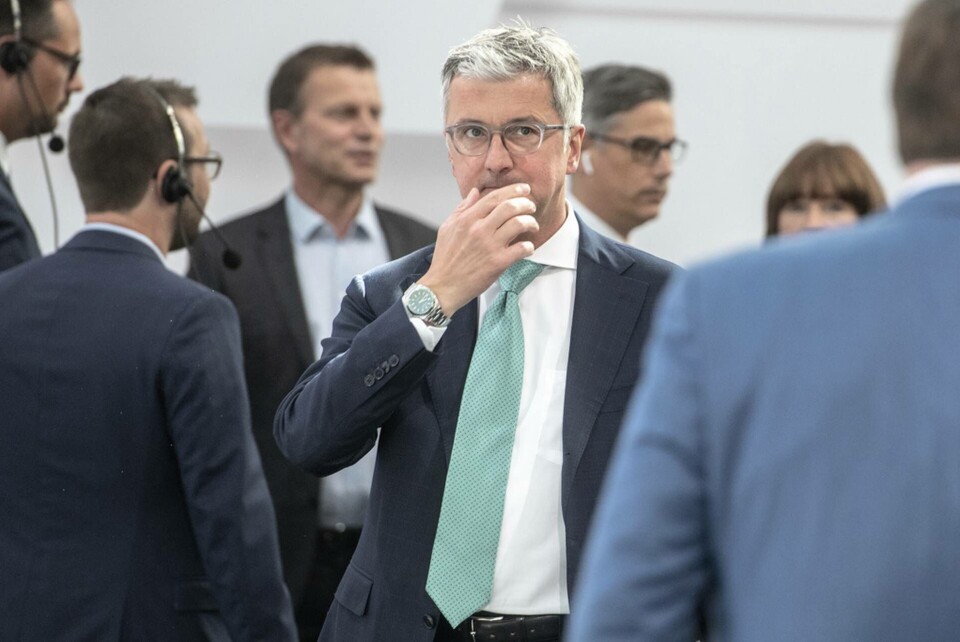 Rupert Stadler på ett aktieägarmöte våren 2018, bara någon månad innan han greps. Foto: Armin Weigel Rupert Stadler på ett aktieägarmöte våren 2018, bara någon månad innan han greps. Foto: Armin Weigel