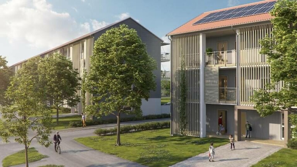 Det första av Bokloks byggprojekt som förses med solceller är Esplanaden i Upplands Väsby som byggs just nu. Inflyttning beräknas till oktober 2018. Foto: Boklok Det första av Bokloks byggprojekt som förses med solceller är Esplanaden i Upplands Väsby som byggs just nu. Inflyttning beräknas till oktober 2018. Foto: Boklok