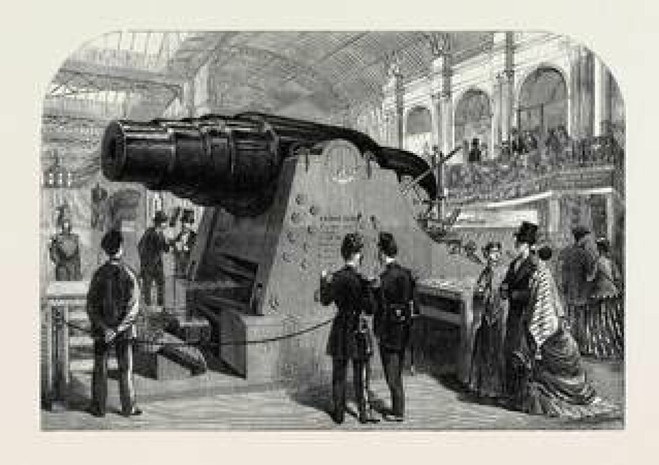 Krupp presenterade en 50-tons stålkanon på världsutställningen i Paris 1867. Foto: Universal History Archive/REX