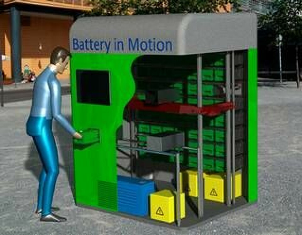Batterierna ska kunna laddas i särskilda batteriladdningsstationer. Foto: CTE