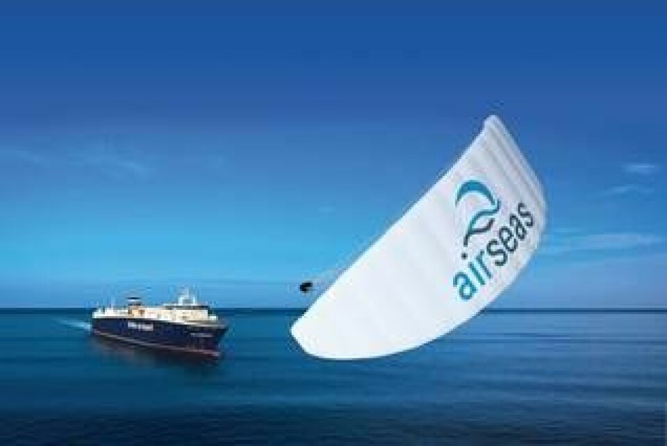 Airbus tror att deras segel Seawing kan sänka bränsleförbrukningen med 20 procent. Foto: Airbus