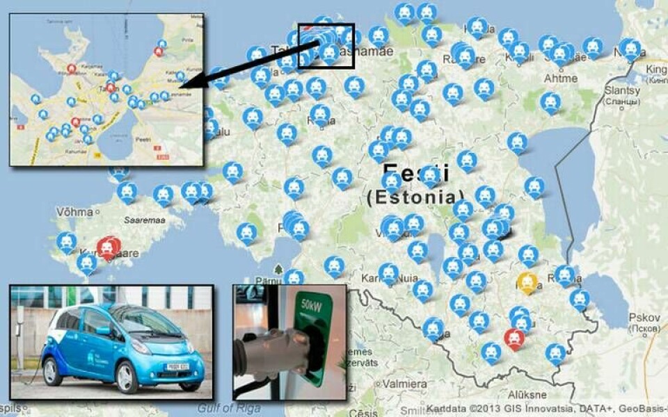 Nu finns 165 laddstationer för elfordon jämnt fördelade över Estland med extra många placerade i de större städerna.
