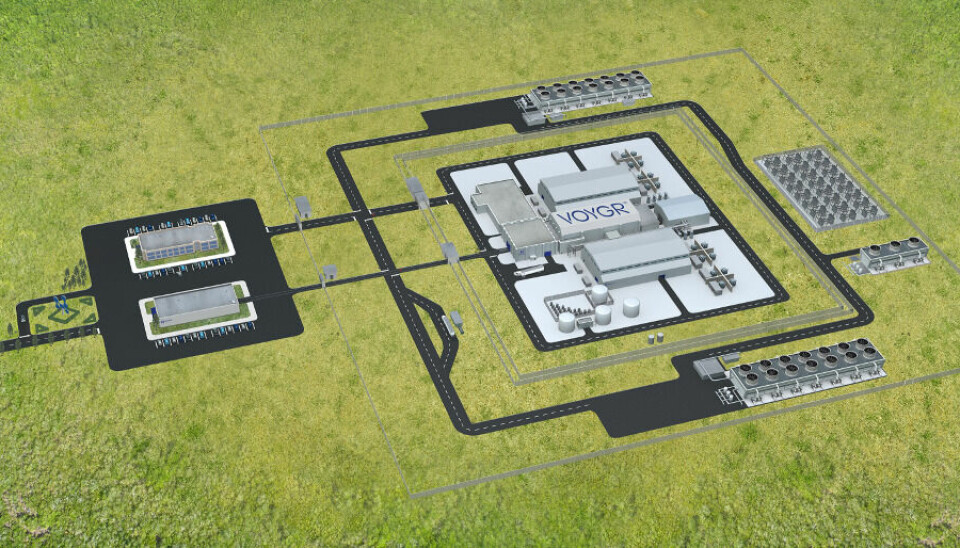 En anläggning med tolv Nuscale-reaktorer kan se ut ungefär så här. Foto: Nuscale Power