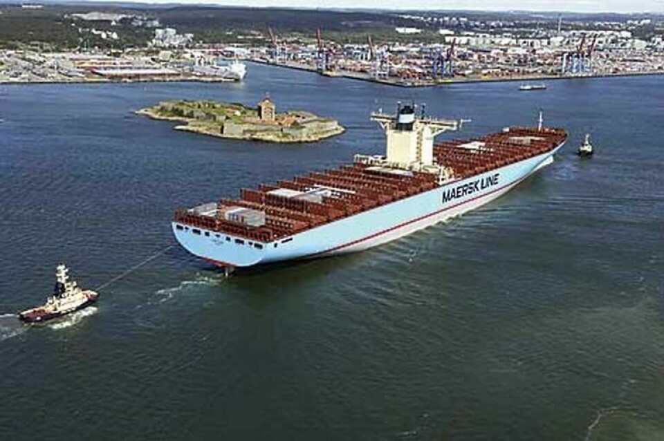 Emma Maersk, världens största conatinerfartyg, på besök i Göteborg. Foto: Maers Line
