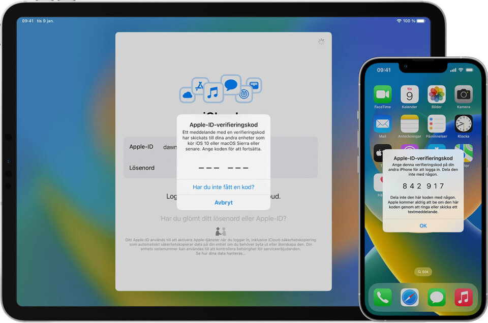 Tvåfaktorsverifiering i Ios. Foto: Press Tvåfaktorsverifiering i Ios. Foto: Press
