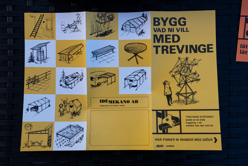 Trevingens princip är lika enkel som genial: när skruven dras åt lägger sig tre stänger automatiskt vinkelrätt mot varandra. Foto: OPTO AB Trevingens princip är lika enkel som genial: när skruven dras åt lägger sig tre stänger automatiskt vinkelrätt mot varandra. Foto: OPTO AB