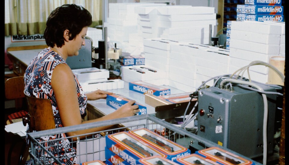 Packning av Märklins modellok i Tyskland 1985. Packning av Märklins modellok i Tyskland 1985.