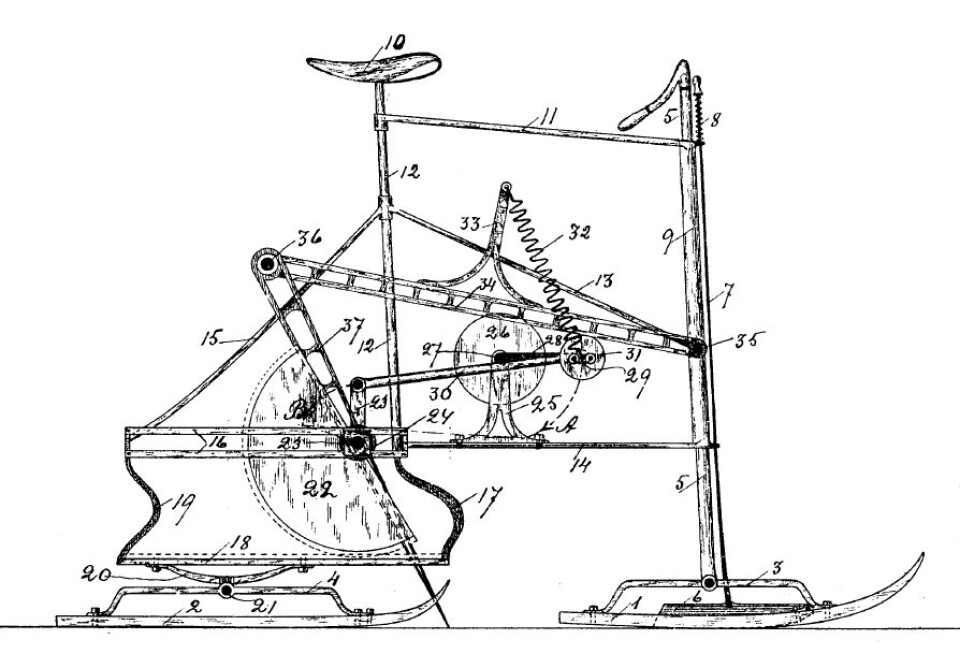 Sockerbagaren Nils Teodor Gardelius patent på en trampkälke från 1897. Sockerbagaren Nils Teodor Gardelius patent på en trampkälke från 1897.