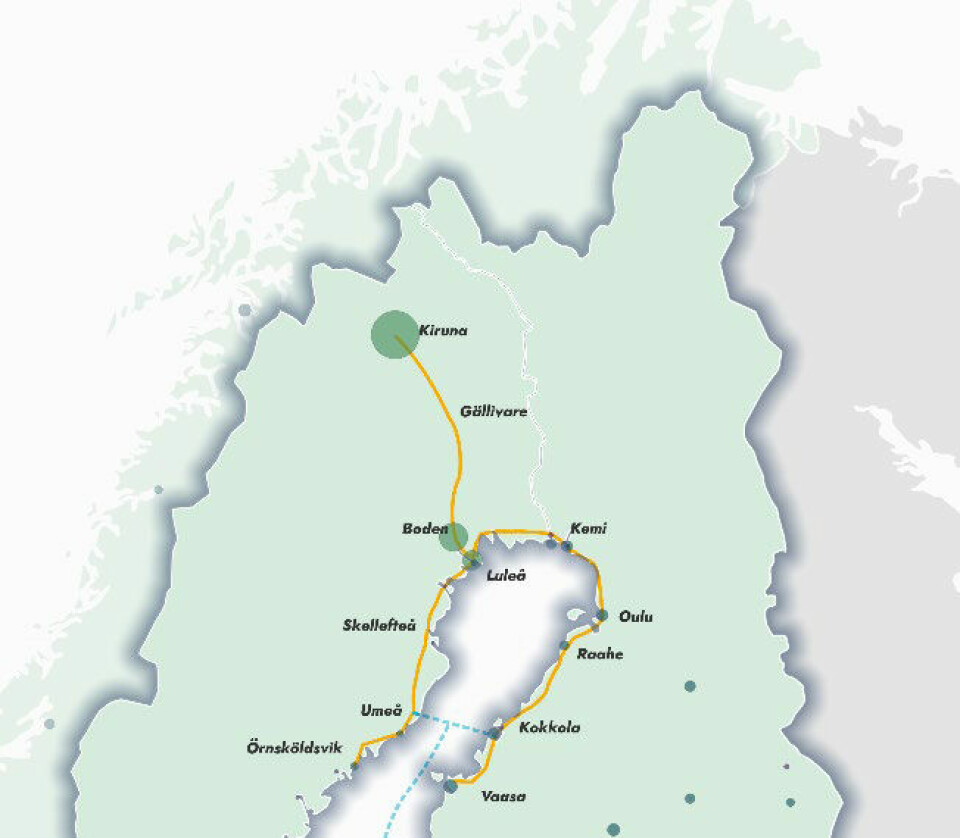 Så här tänker sig Nordion Energi och Gasgrid att vätgasledningen Nordic Hydrogen Route ska byggas. Foto: Nordion och Gasgrid