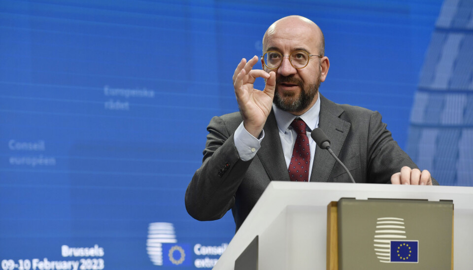 EU:s rådsordförande Charles Michel på presskonferensen efter EU-toppmötet i Bryssel. EU:s rådsordförande Charles Michel på presskonferensen efter EU-toppmötet i Bryssel.