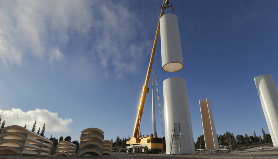 Modvions 105 meter höga torn ska resas utanför Skara i sommar. Bilden är en rendering.