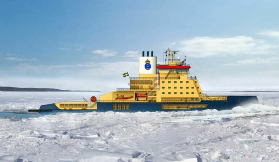 Den nya isbrytaren väntas vara i drift tidigast 2027. Illustration. Foto: Sjöfartsverket