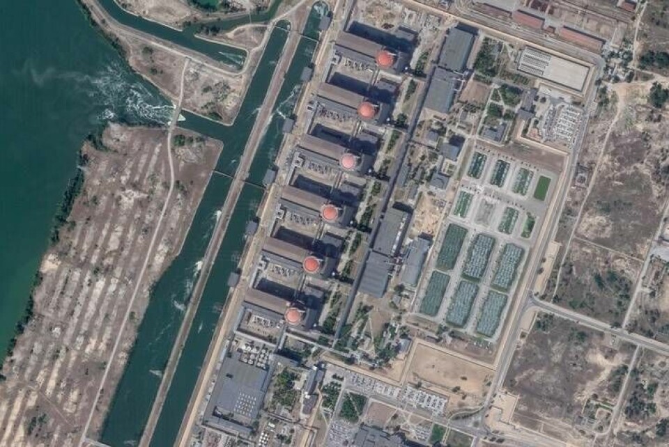 Satellitbild över Zaporizjzja kärnraftverk, tagen 2019. Foto: Planet Labs PBC/AP/TT
