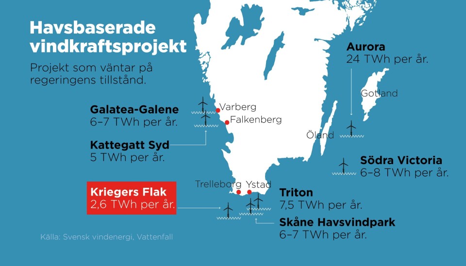 Vindkraftsprojekt i södra Sverige som väntar på regeringens tillstånd. Vindkraftsprojekt i södra Sverige som väntar på regeringens tillstånd.