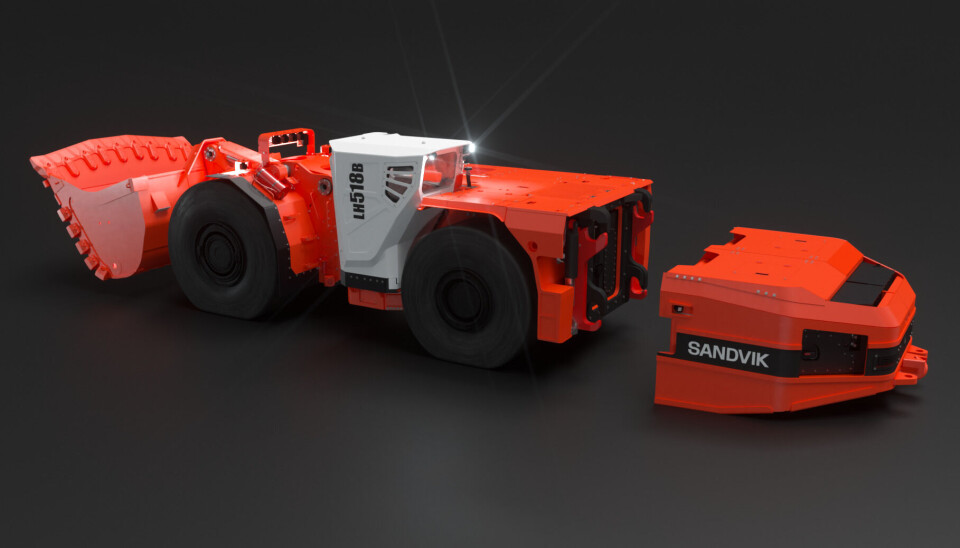 Ett av fordonen i beställningen, den batterielektriska lastmaskinen LH518B. Ett av fordonen i beställningen, den batterielektriska lastmaskinen LH518B.