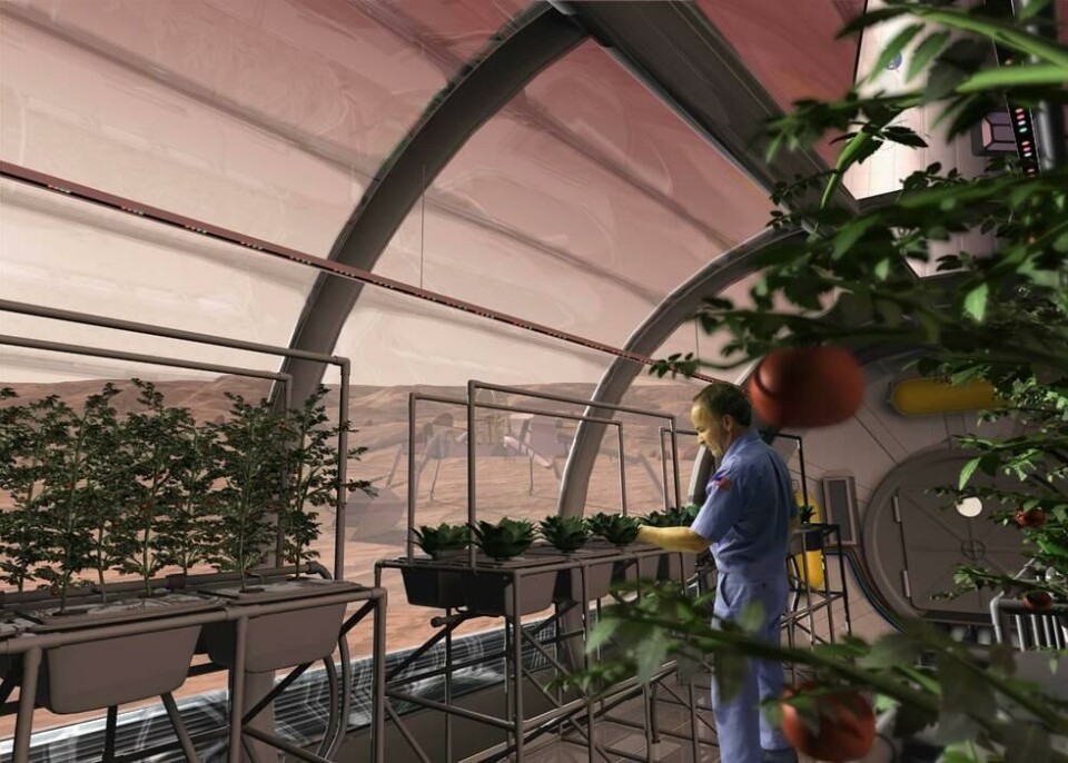 Nasa-illustration av växthus på Mars. Foto: Nasa Nasa-illustration av växthus på Mars. Foto: Nasa