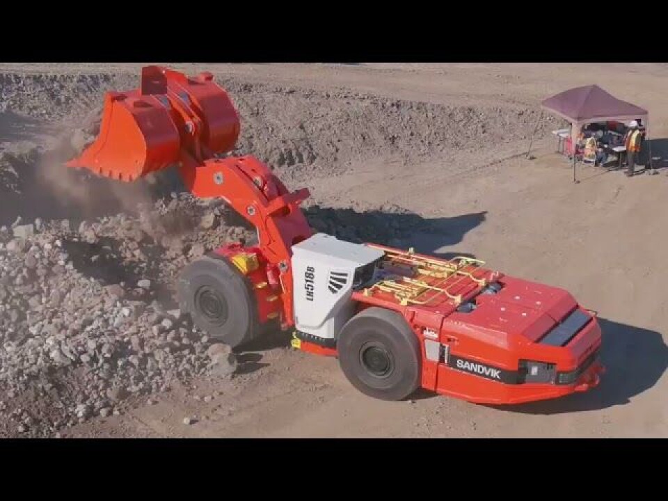 Lastaren LH518B kan ta upp till 8,6 kubikmeter material i skopan. Foto: Sandvik Lastaren LH518B kan ta upp till 8,6 kubikmeter material i skopan. Foto: Sandvik