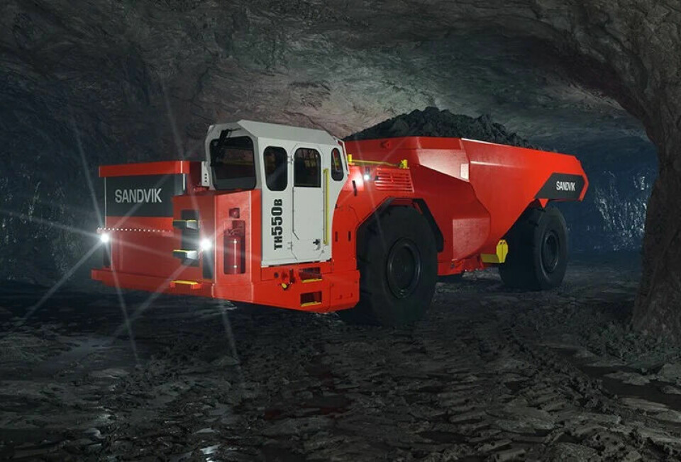 Sandviks gruvtruck TH550B är 11 meter lång och har en kapacitet på 50 ton. Foto: Sandvik