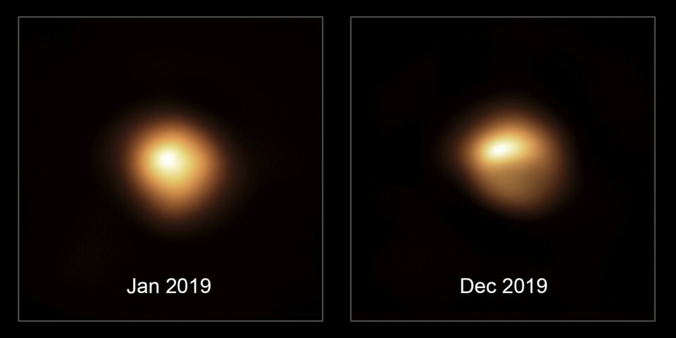 Stjärnan Betelgeuse avtog i ljusstyrka under flera månader förra vintern. Foto: Science Photo Library/TT
