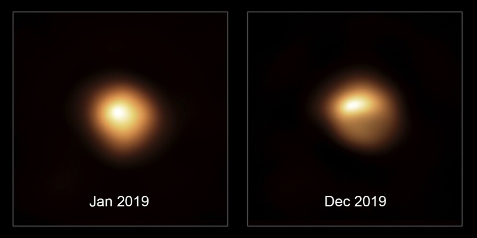 Stjärnan Betelgeuse avtog i ljusstyrka under flera månader förra vintern. Foto: Science Photo Library/TT Stjärnan Betelgeuse avtog i ljusstyrka under flera månader förra vintern. Foto: Science Photo Library/TT