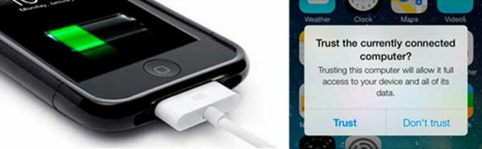 I det kommande iOS 7 varnas användaren om en okänd apparat kopplas till mobilen. Foto: Apple och Georgia Institute of Technology
