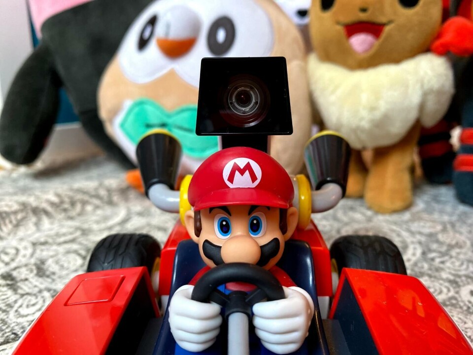 En kamera på gokarten sänder video till Nintendo Switch-konsolen. Foto: Peter Ottsjö En kamera på gokarten sänder video till Nintendo Switch-konsolen. Foto: Peter Ottsjö