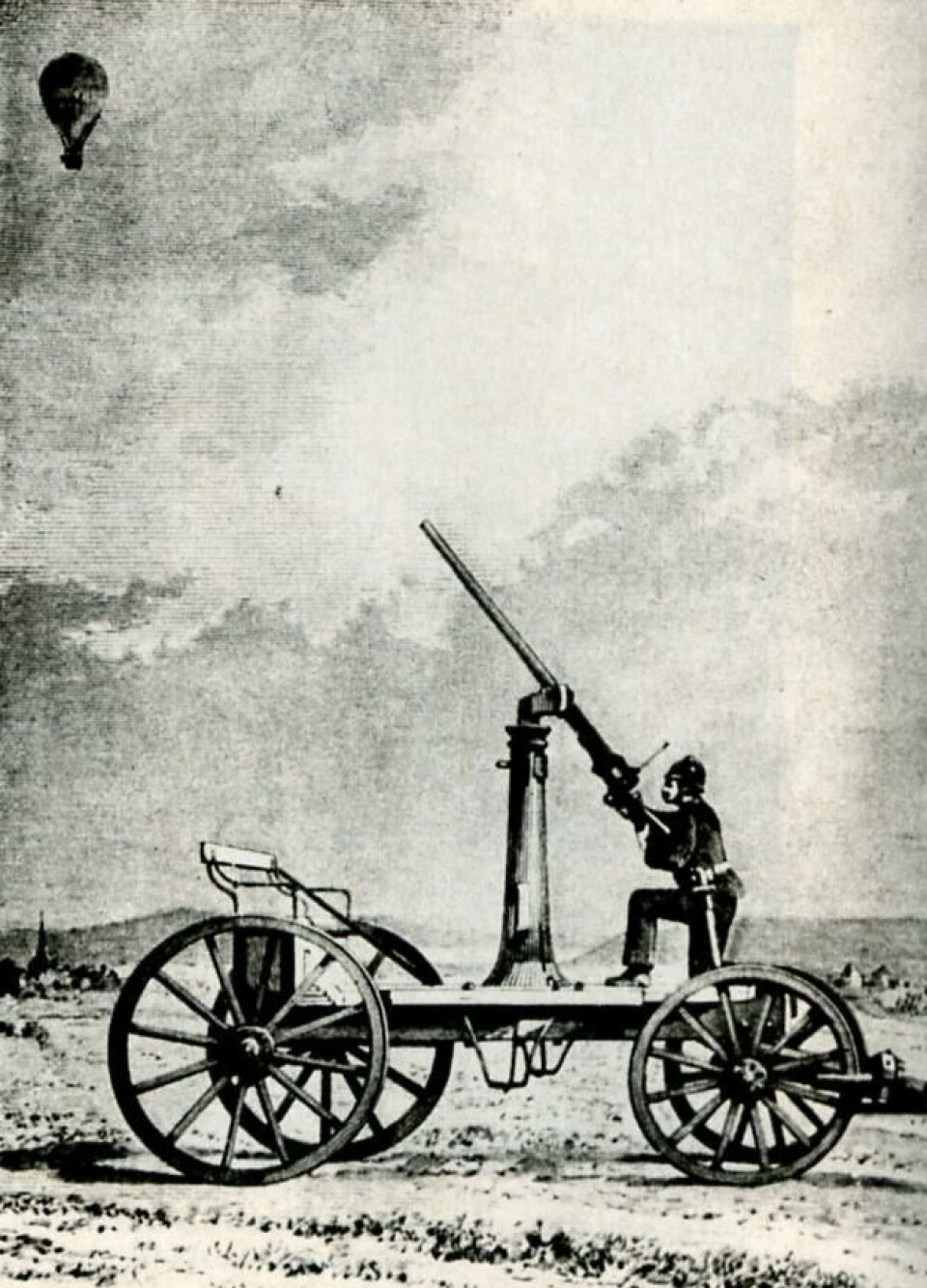 Alfred Krupps ”Ballonabwehrkanone” – världens första luftvärnskanon. Foto: Wikimedia Alfred Krupps ”Ballonabwehrkanone” – världens första luftvärnskanon. Foto: Wikimedia