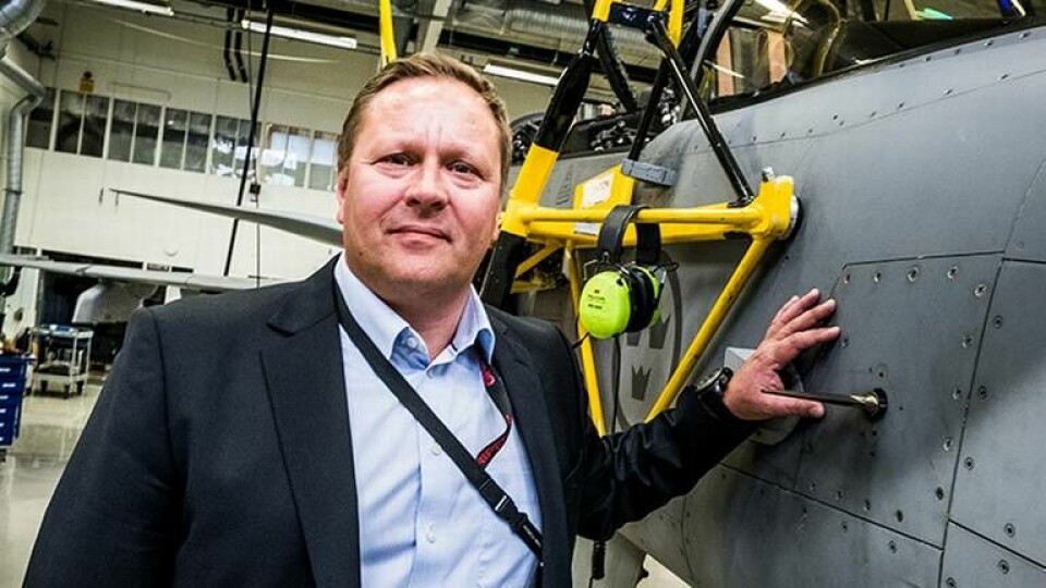Jonas Hjelm, affärsområdeschef för Saabs flygverksamhet. Foto: TT