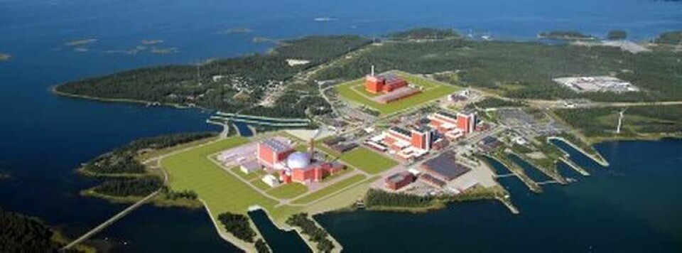 TVO:s kärnkraftverk på Olkiluotoön i Bottenhavet. Den planerade fjärde reaktorn är den som syns längst bort. Den tredje, som håller på att färdigställas, är den med runt tak i förgrunden. Vid Olkiluoto ska också det finländska slutförvaret av använt kärnbränsle byggas.