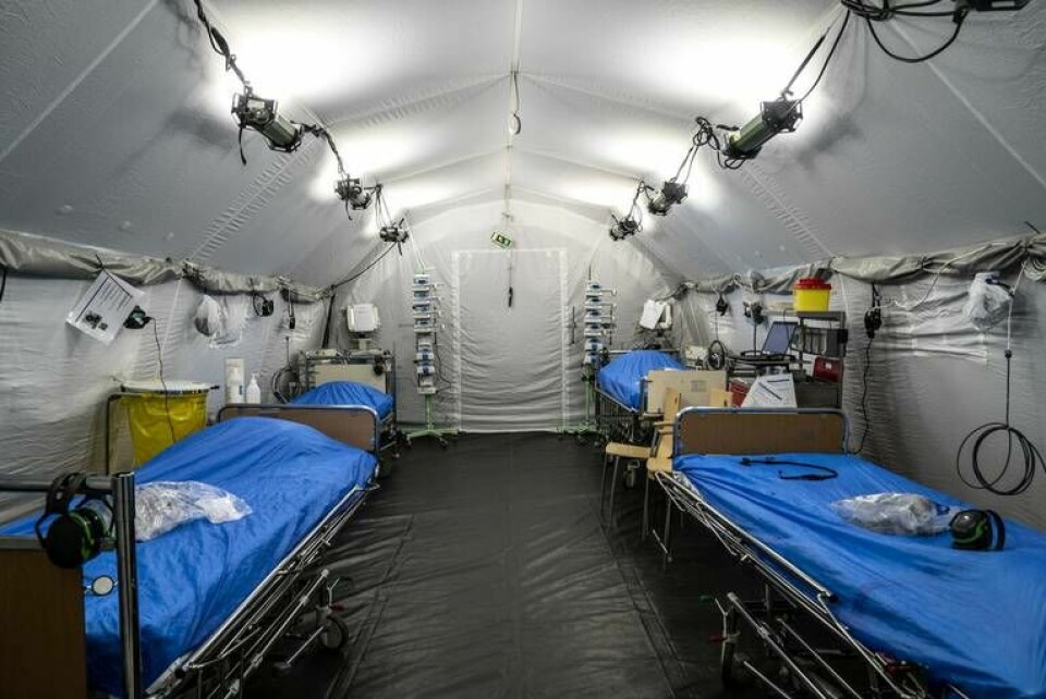 En intensivvårdssal i det fältsjukhus som sattes upp vid Östra sjukhuset i Göteborg i mars.
Foto: Björn Larsson Rosvall/TT