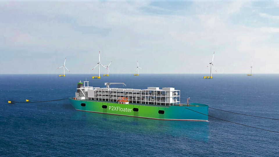 H2 Carrier och Kanfa genomför en studie åt Statkraft för att se om P2X Floater kan placeras i en havsvindpark för att producera grön ammoniak, som sedan kan exporteras sjövägen eller lagras på plats. Foto: H2 Carrier