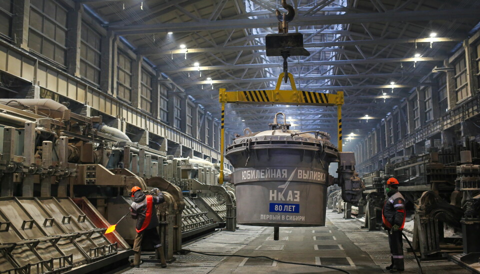 Aluminiumsmältverket i Novokuznetsk i Sibirien ägs av Rusal. Bild från januari 2023.