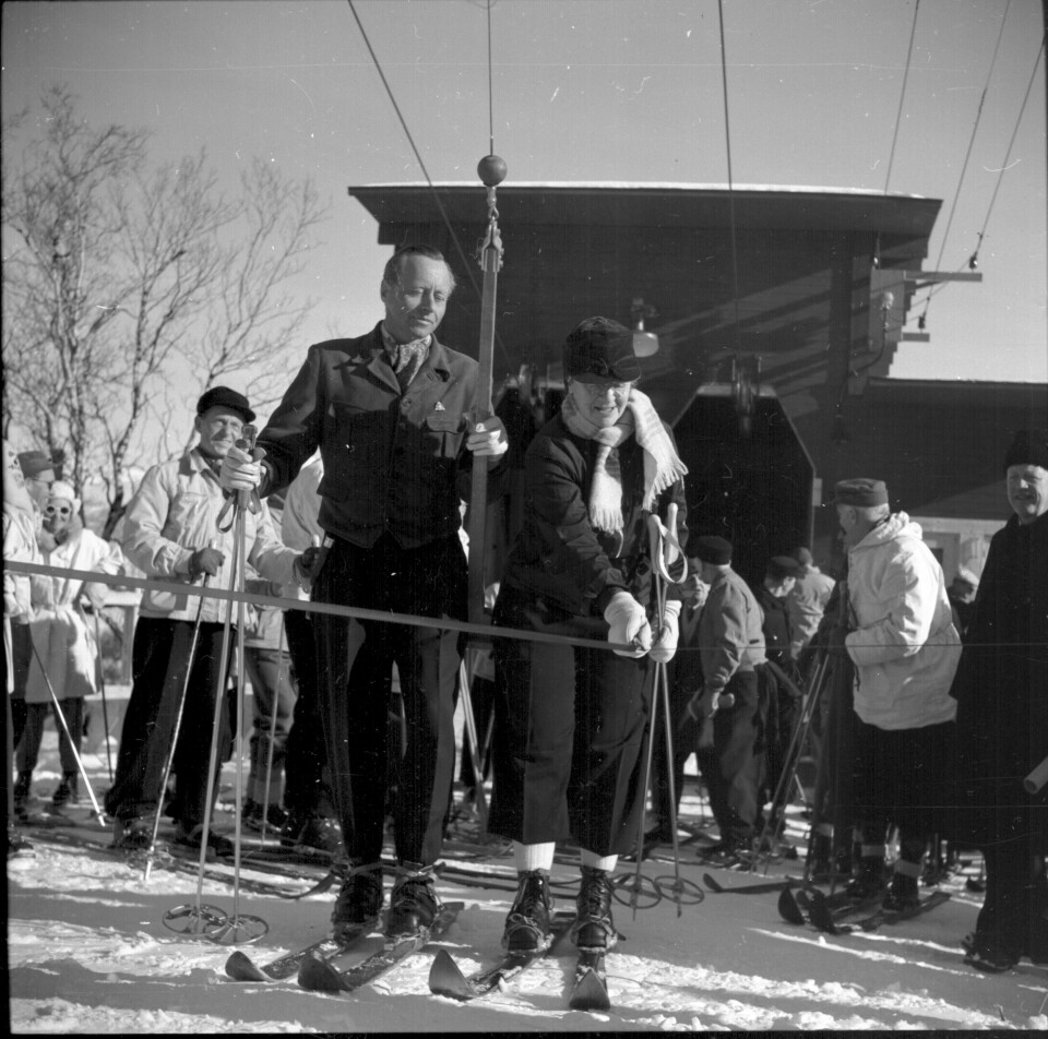 Invigning av skidliften i Björkliden 24 mars 1947, enligt uppgift Norrbottens första skidlift.