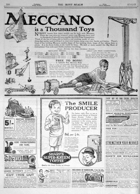 Annons för Meccano, julen 1921.