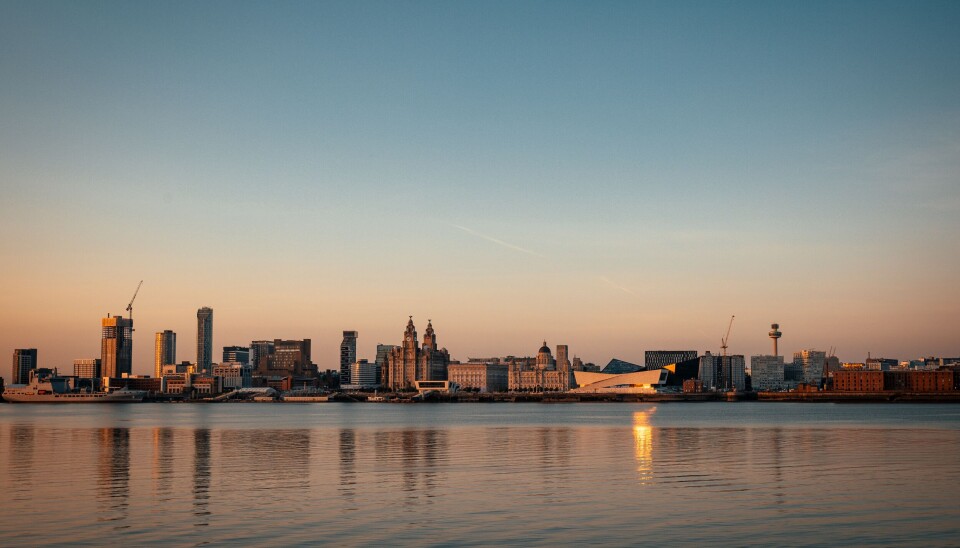 Liverpool och floden Mersey, här finns planer om ett stort tidvattenskraftverk.