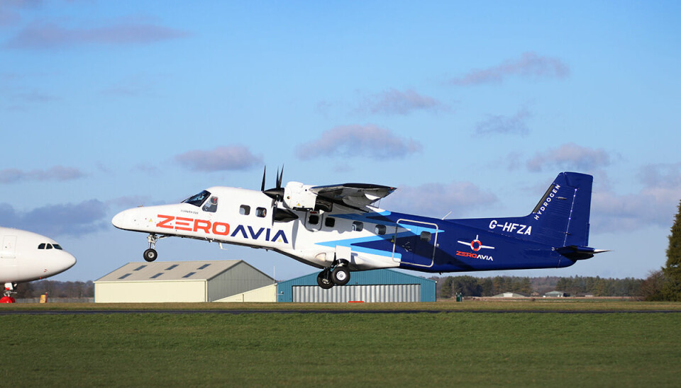 Här testflyger för första gången Zeroavias 19-sitsiga vätgaselektriska plan.