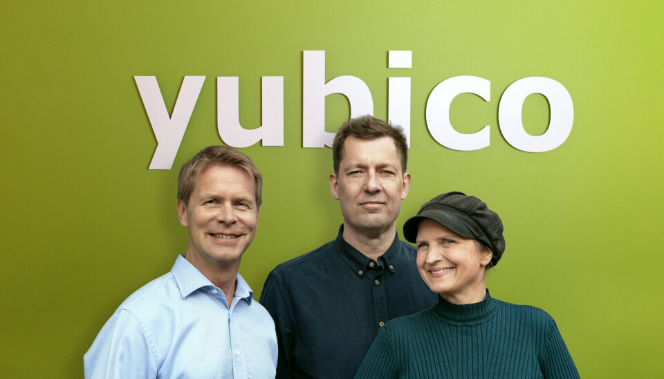 Mattias Danielsson, vd Yubico, Jakob Ehrensvärd, innovationschef och grundare och Stina Ehrensvärd, grundare och tidigare vd. Mattias Danielsson, vd Yubico, Jakob Ehrensvärd, innovationschef och grundare och Stina Ehrensvärd, grundare och tidigare vd.
