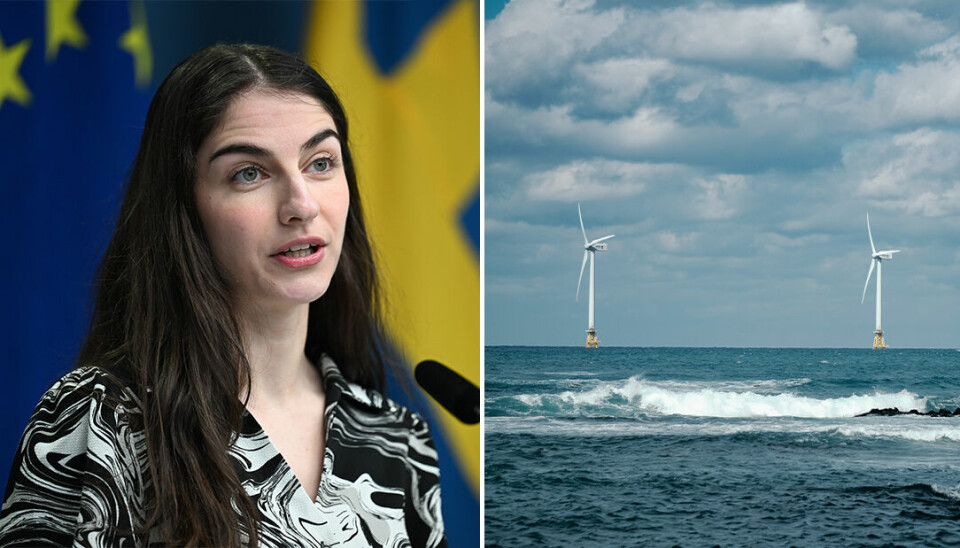 Klimat- och miljöminister Romina Pourmokhtari (L) under pressträff om en utredning om tillståndsprocesser för vindkraft till havs.