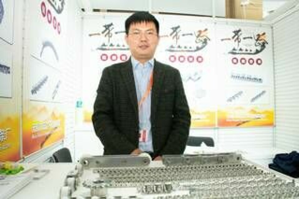 5. Kina. Bennet Wang, försäljningschef på den lilla kedjetillverkaren Hongda Chain i Wuxi, Jiangsu-provinsen, var inte helt nöjd med platserna kinesiska bolag tilldelats. Foto: Johan Kristensson