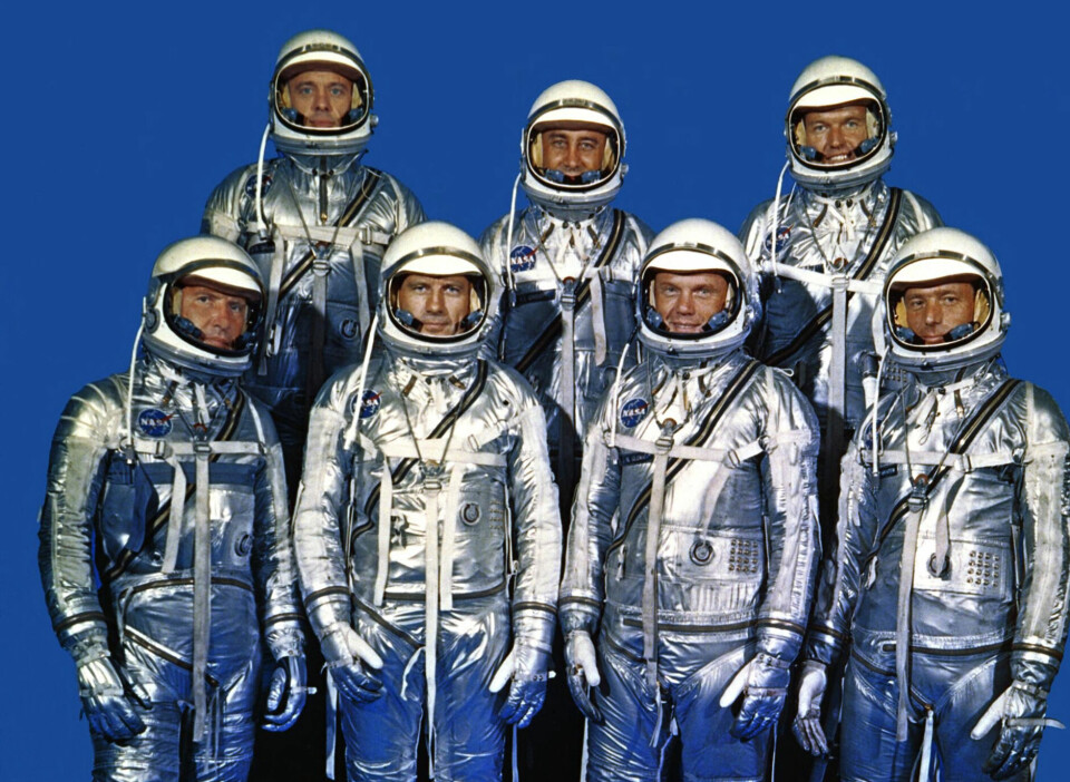 Det andra armbandsuret i rymden, en Breitling, bars 1962 av amerikanska astronauten M Scott Carpenter som står längst fram till höger i bilden från Nasa.