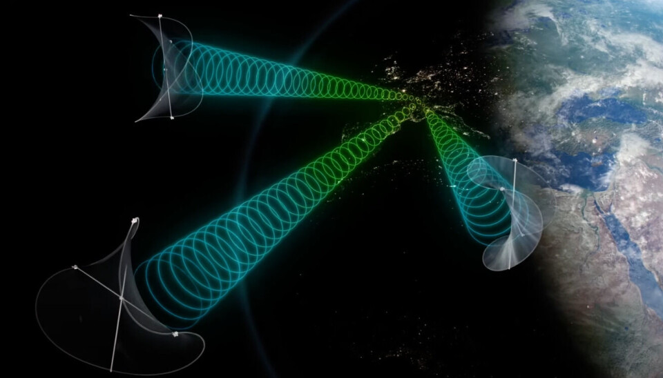ESA:s visualisering av rymdbaserad solkraft. ESA:s visualisering av rymdbaserad solkraft.