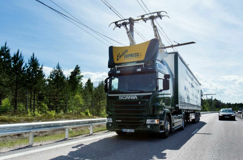 Världens första elväg på allmän väg invigdes på E16 vid Gävle 2016.Foto: Tobias Ohls Foto: Tobias Ohls