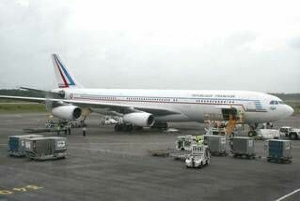 President Sarkozy besökte Kourou och parkerade sin A-340 på flygplatsen i Cayenne. Foto: Dan Thisdell