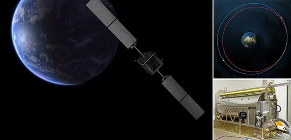 De två satellitterna Galileo 5 och 6 går i elliptiska banor där höjdskillnaderna gör att tidsdilationen kan mätas med atomklockorna ombord. Foto: EsA De två satellitterna Galileo 5 och 6 går i elliptiska banor där höjdskillnaderna gör att tidsdilationen kan mätas med atomklockorna ombord. Foto: EsA