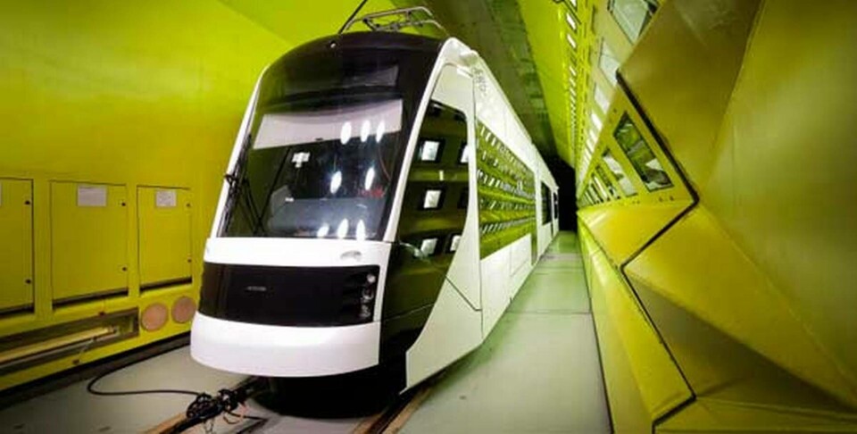 En spårvagn som ska användas i Qatar testas i klimat-vindtunneln Rail-Tech-Arsenal i Wien. Foto: Siemens En spårvagn som ska användas i Qatar testas i klimat-vindtunneln Rail-Tech-Arsenal i Wien. Foto: Siemens