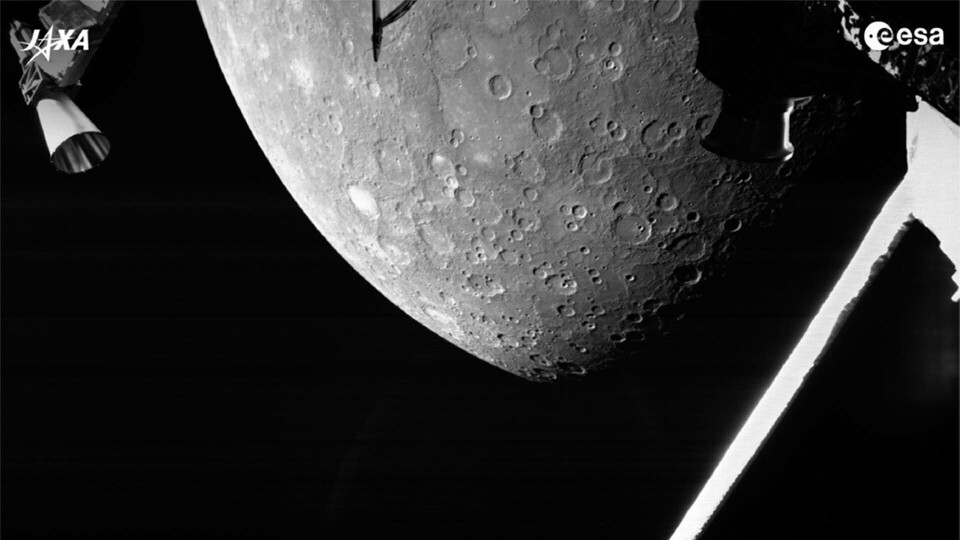 Merkurius, sedd från Bepi Colombo-sonden. Foto: Esa via AP/TT Merkurius, sedd från Bepi Colombo-sonden. Foto: Esa via AP/TT