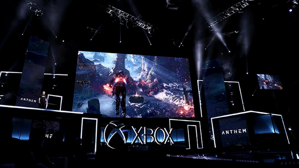 Bild från E3-mässan där Electronic Arts och Bioware visar upp nya satsningen Anthem. Foto: Matt Sayles/Invision for Microsoft/AP Images/TT