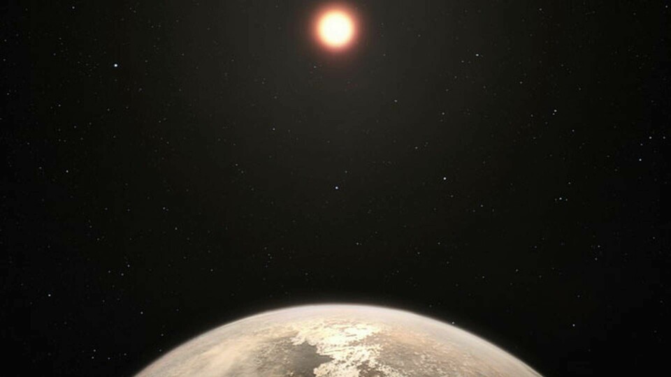 Sveriges nya exoplanet Isagel cirklar runt dess stjärna Aniara på bara 6,5 dygn, 400 ljusår från jorden. Isagel tros vara en gasjätte liknande Jupiter. llustration: ESO/TT